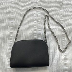 dark gray crossbody bag with chain